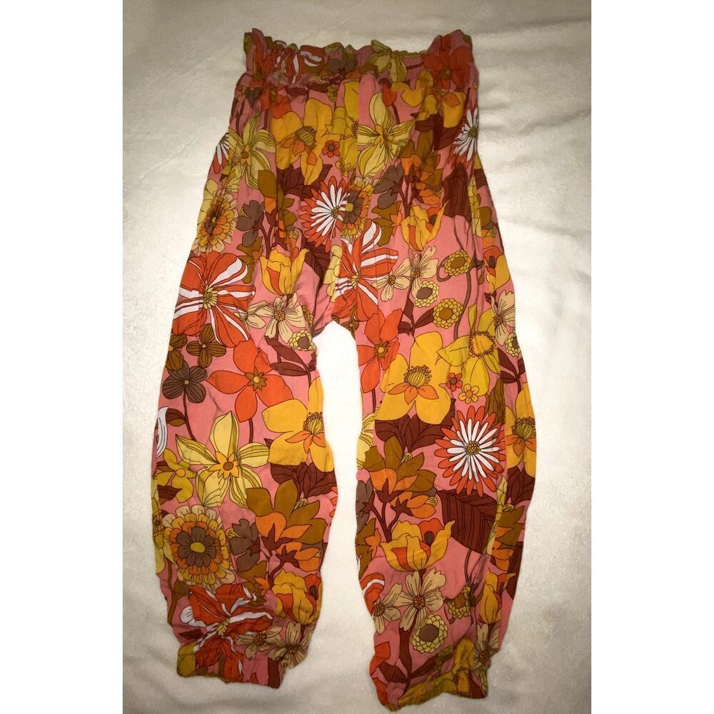 next Girls Wide Leg Jogger Bamboo Floral Pants Size 5-6 Years - Picture 2 of 4